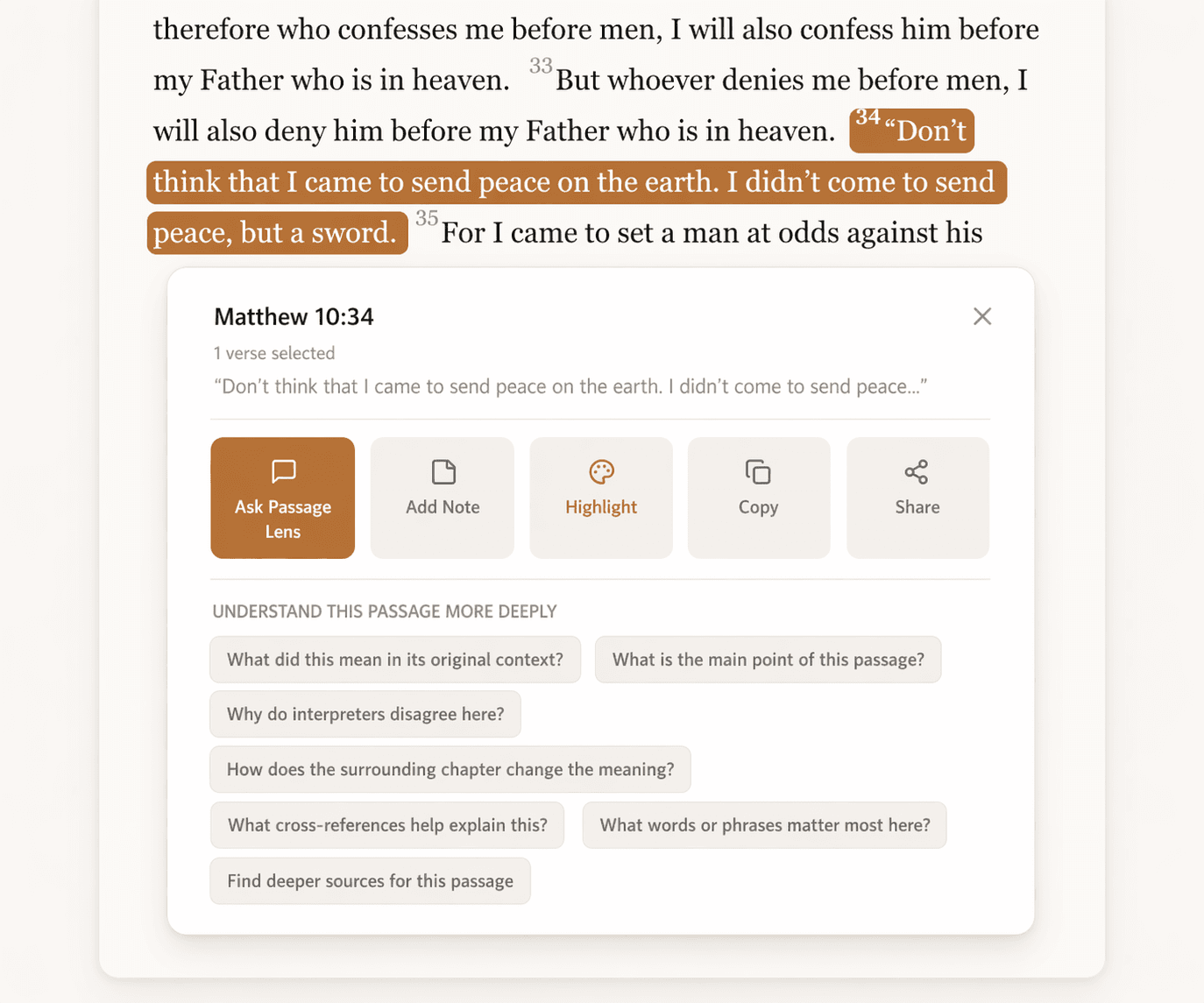 Tap a verse number screenshot