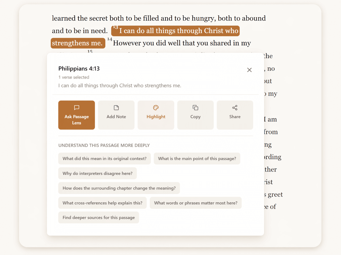 Philippians 4:13 verse selection screenshot