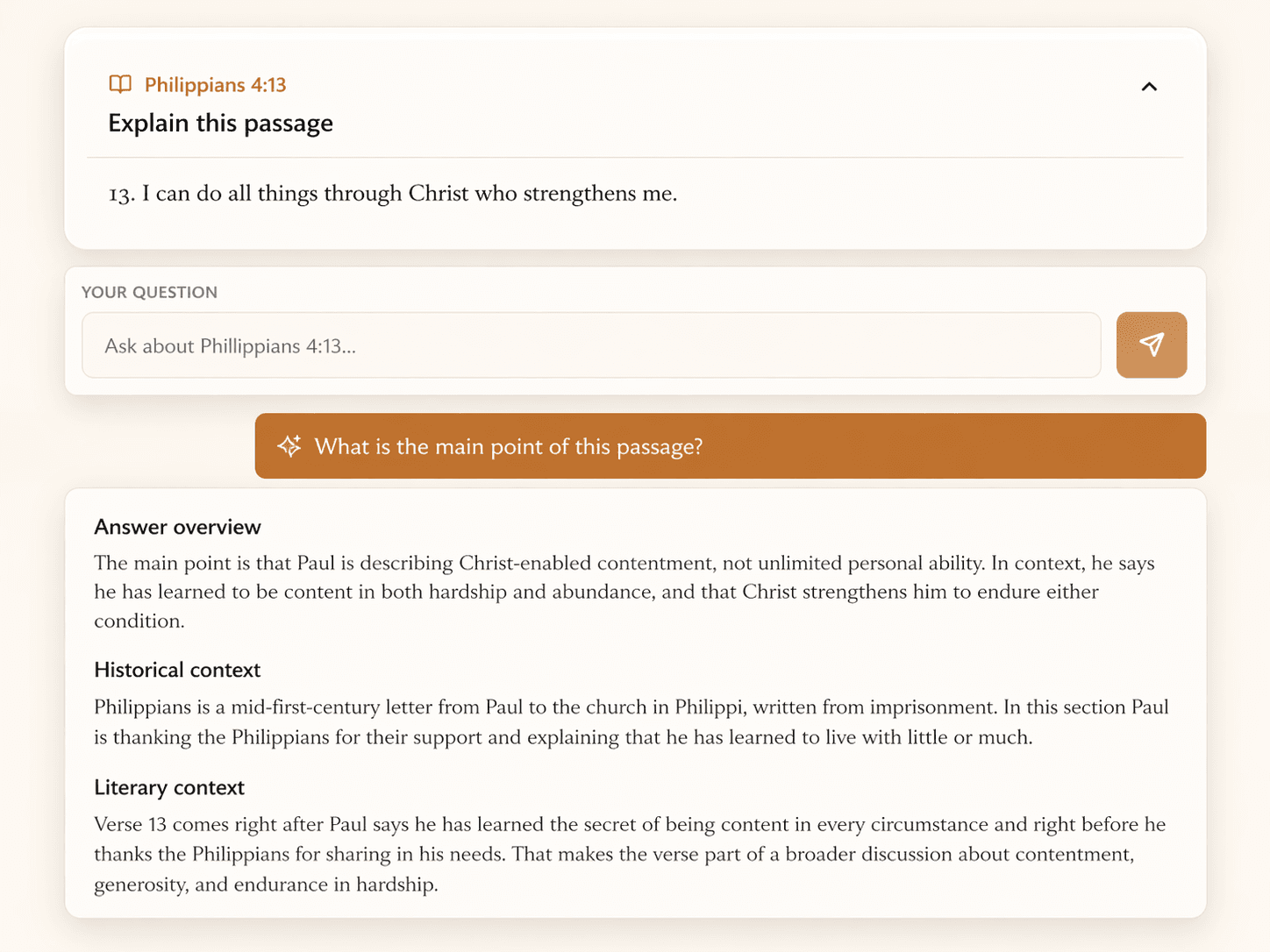 Philippians 4:13 question input screenshot